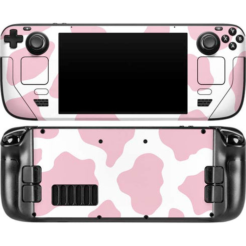 Pink Cow Print Steam Deck Handheld Gaming Computer OLED Skin