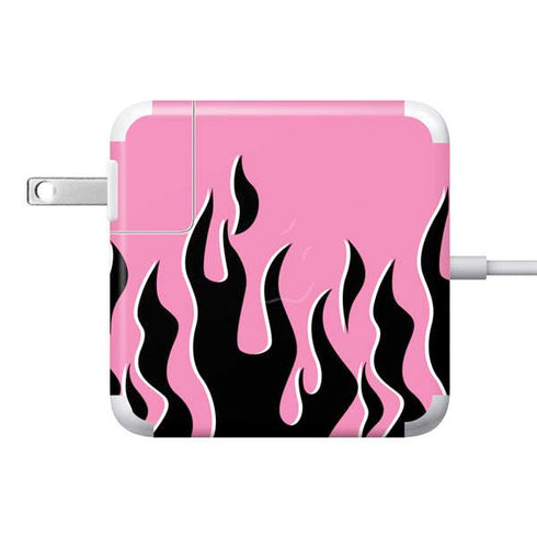 Pink Flames 85W Power Adapter (15 and 17 inch MacBook Pro Charger) Skin
