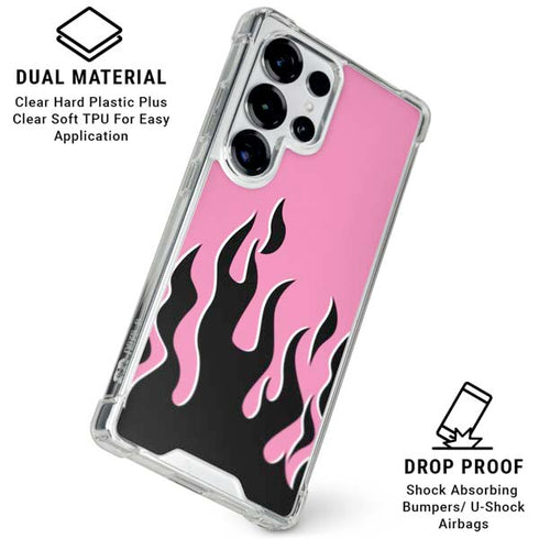 Pink Flames Galaxy S25 Ultra Clear Case