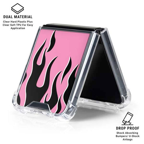 Pink Flames Galaxy Z Flip6 Clear Case