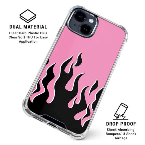 Pink Flames iPhone 15 Clear Case