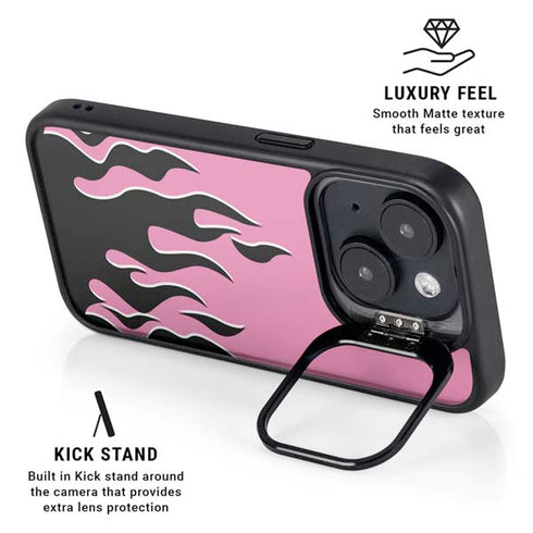 Pink Flames iPhone 15 Kickstand Case
