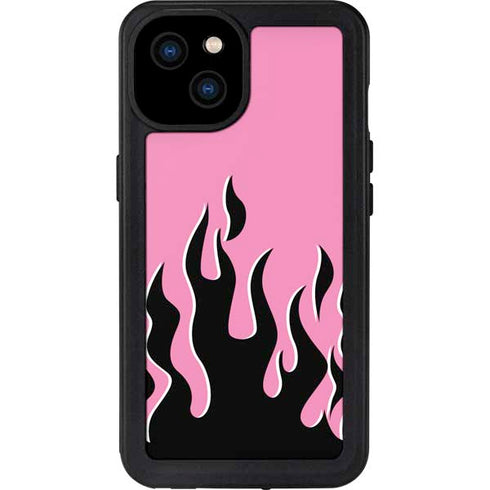 Pink Flames iPhone 15 Plus Waterproof Case