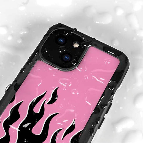 Pink Flames iPhone 15 Plus Waterproof Case