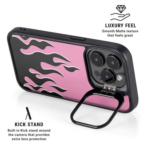 Pink Flames iPhone 15 Pro Max Kickstand Case
