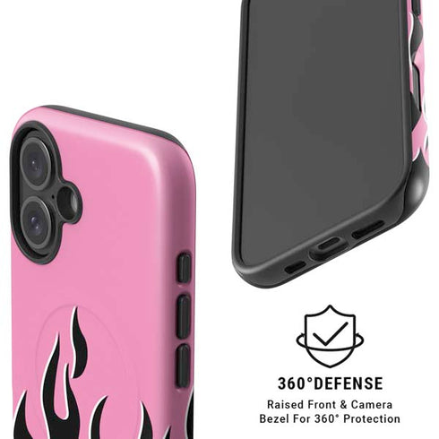 Pink Flames iPhone 16 Magsafe Impact Case