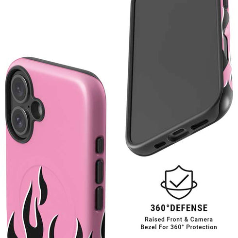 Pink Flames iPhone 16 Plus Magsafe Impact Case