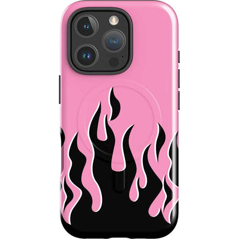Pink Flames iPhone 16 Pro Magsafe Impact Case