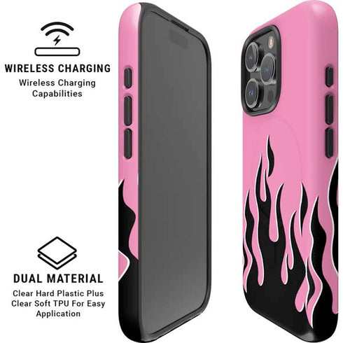 Pink Flames iPhone 16 Pro Magsafe Impact Case