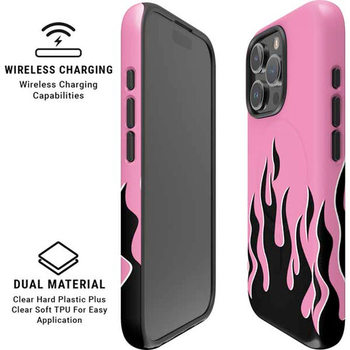 Pink Flames iPhone 16 Pro Max Magsafe Impact Case