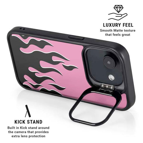 Pink Flames iPhone 16e Kickstand Case