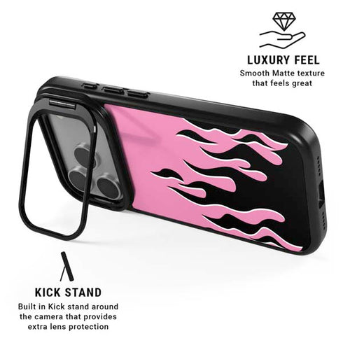 Pink Flames iPhone 17 Pro Max Kickstand Case