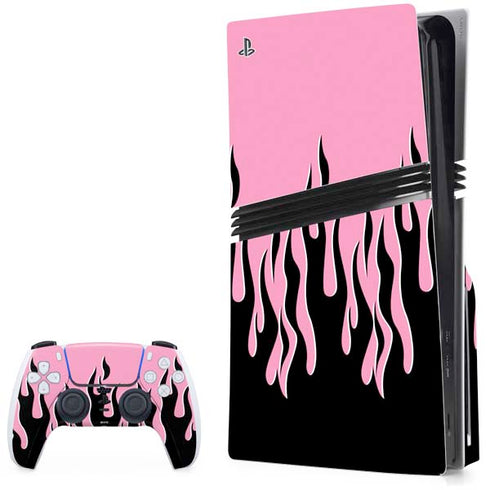 Pink Flames PS5 Pro Disk Bundle Skin