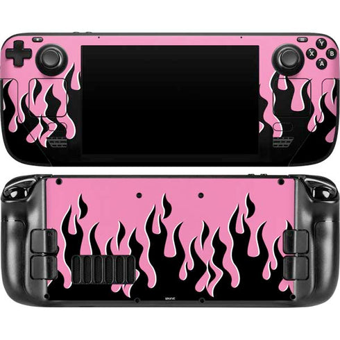 Pink Flames Steam Deck Handheld Gaming Computer OLED Skin