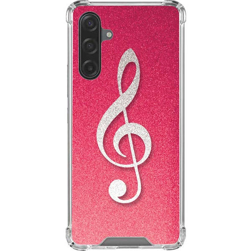 Pink Glitter Music Note Galaxy A17 Clear Case