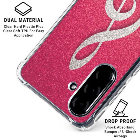 Pink Glitter Music Note Galaxy A36 5G Clear Case