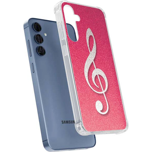 Pink Glitter Music Note Galaxy A55 5G Clear Case