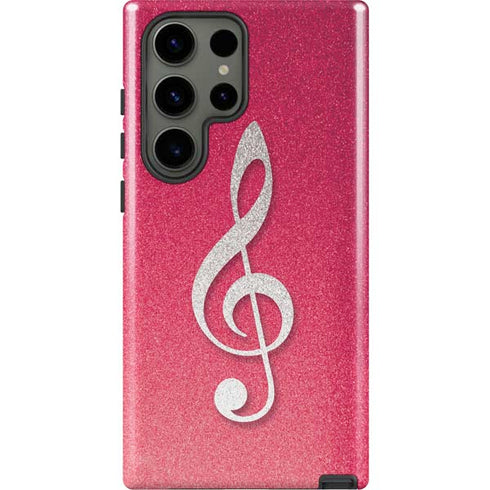 Pink Glitter Music Note Galaxy S23 Ultra Pro Case