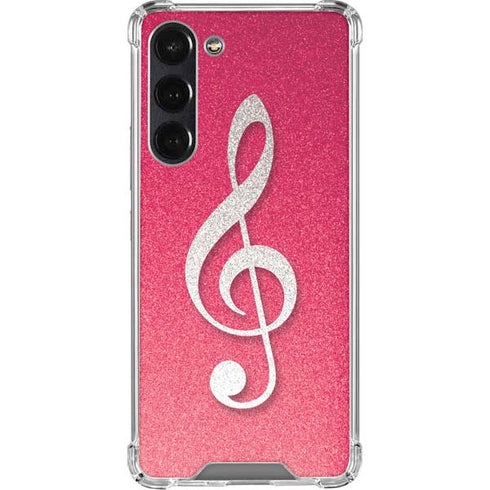 Pink Glitter Music Note Galaxy S24 FE Clear Case