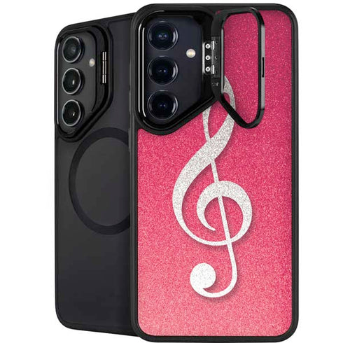Pink Glitter Music Note Galaxy S24 Kickstand Case