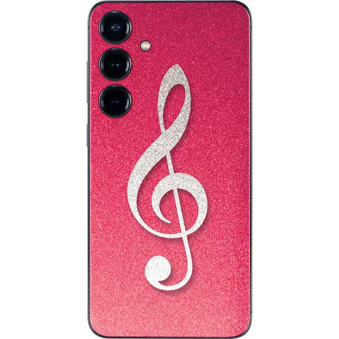 Pink Glitter Music Note Galaxy S25 Plus Skin