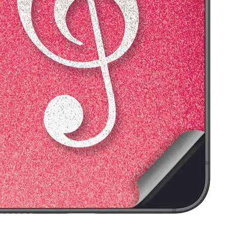 Pink Glitter Music Note Galaxy S25 Skin