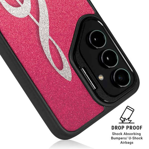 Pink Glitter Music Note Galaxy S25 Ultra Kickstand Case