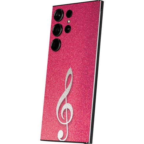 Pink Glitter Music Note Galaxy S24 Ultra Skin