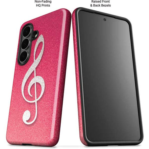 Pink Glitter Music Note Galaxy S26 Plus Impact Case