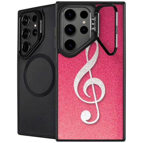 Pink Glitter Music Note Galaxy S26 Ultra Kickstand Case