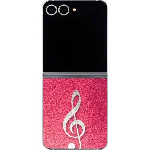 Pink Glitter Music Note Galaxy Z Flip6 Skin