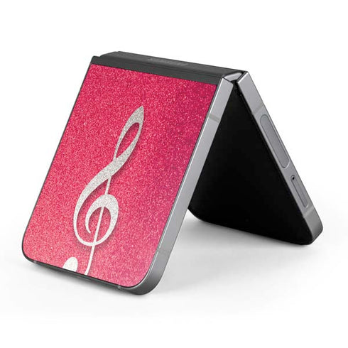 Pink Glitter Music Note Galaxy Z Flip6 Skin
