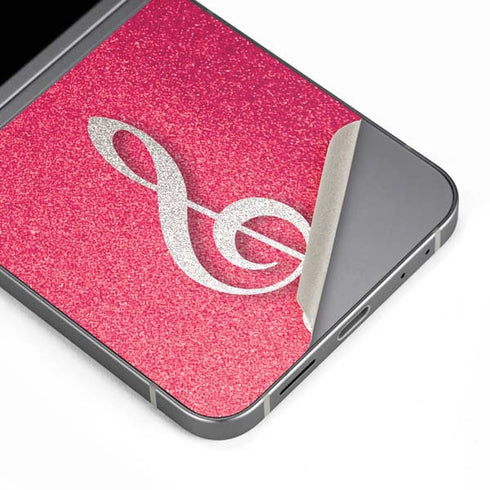 Pink Glitter Music Note Galaxy Z Flip6 Skin