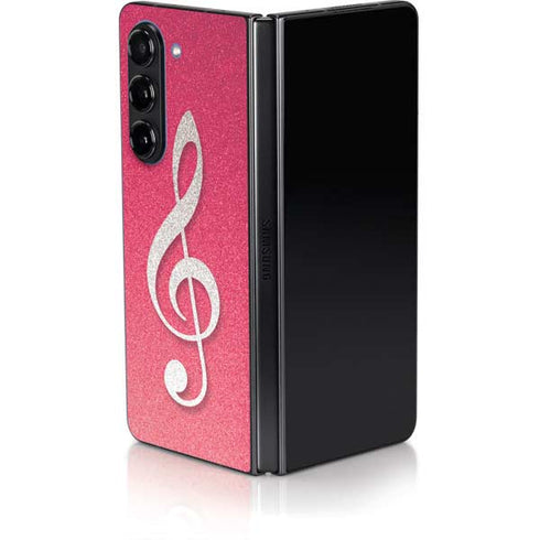 Pink Glitter Music Note Galaxy Z Fold5 5G Skin
