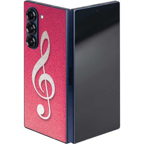Pink Glitter Music Note Galaxy Z Fold6 Skin