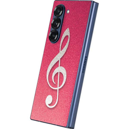 Pink Glitter Music Note Galaxy Z Fold6 Skin