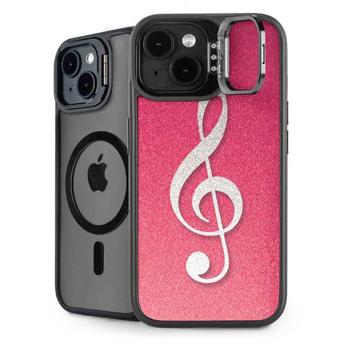 Pink Glitter Music Note iPhone 13 Kickstand Case