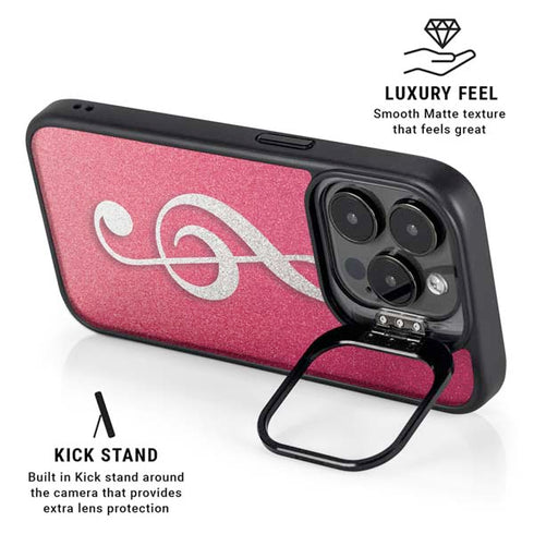 Pink Glitter Music Note iPhone 13 Pro Kickstand Case