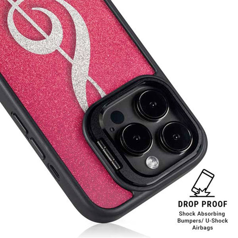 Pink Glitter Music Note iPhone 13 Pro Kickstand Case