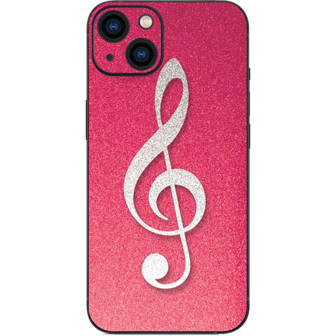 Pink Glitter Music Note iPhone 15 Skin