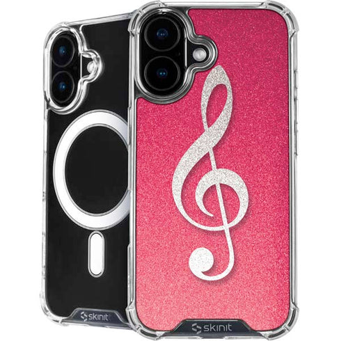 Pink Glitter Music Note iPhone 16 MagSafe Case