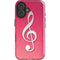 Pink Glitter Music Note iPhone 16 Plus Impact Case