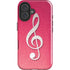 Pink Glitter Music Note iPhone 16 Plus Impact Case