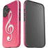 Pink Glitter Music Note iPhone 16 Plus Impact Case