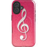 Pink Glitter Music Note iPhone 16 Plus Magsafe Impact Case