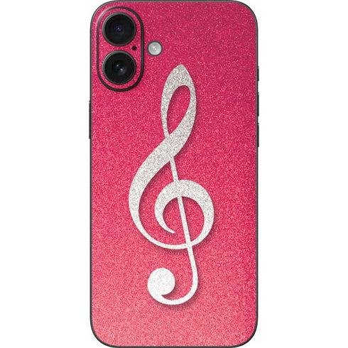 Pink Glitter Music Note iPhone 16 Plus Skin