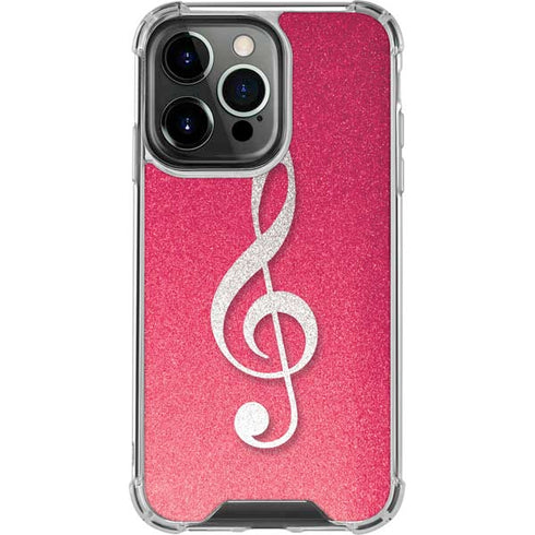 Pink Glitter Music Note iPhone 16 Pro Clear Case