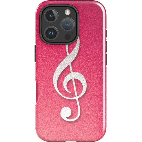 Pink Glitter Music Note iPhone 16 Pro Impact Case