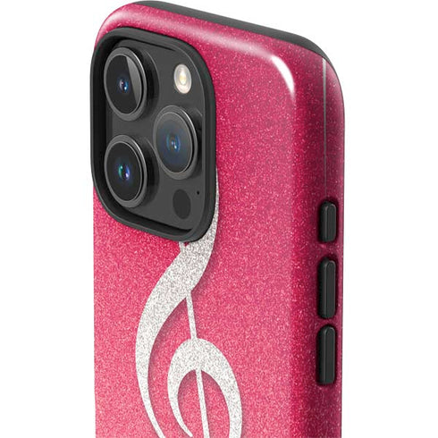 Pink Glitter Music Note iPhone 16 Pro Impact Case