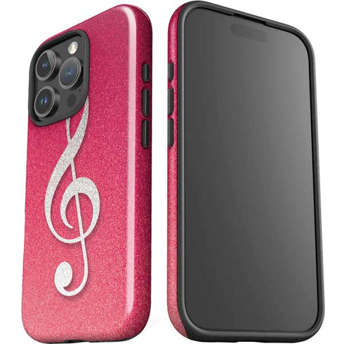Pink Glitter Music Note iPhone 16 Pro Impact Case